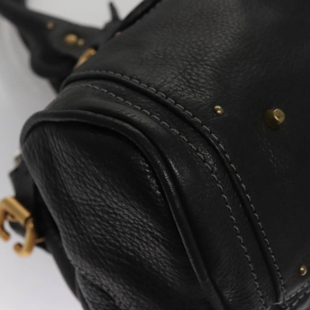 Chloe Paddington Hand Bag Leather Black Silver Auth bs21100 - Picture 9 of 16